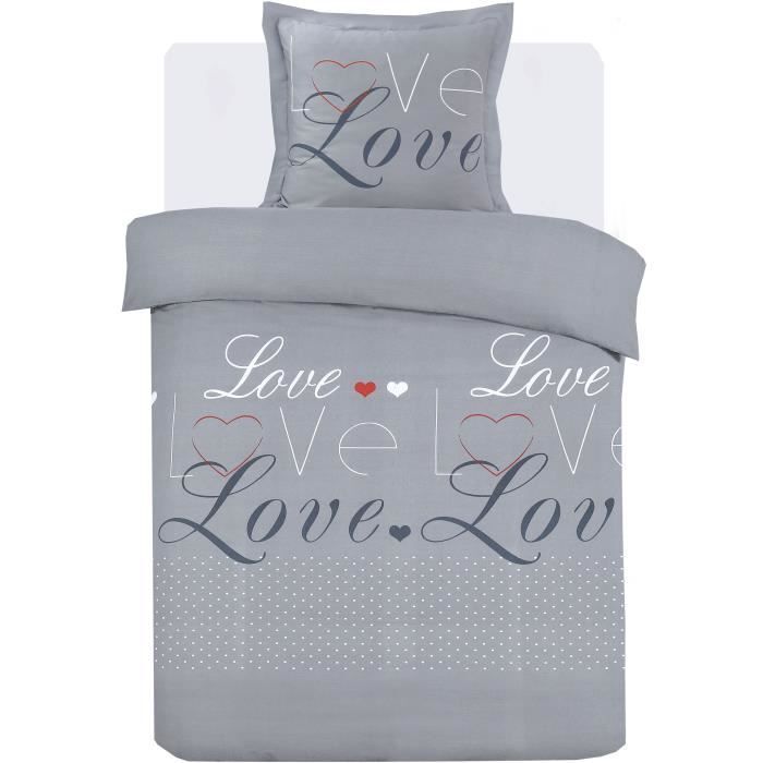 Parure Copripiumino - Vision - Love - 140 X 200 Cm - 1 Federa Abbinata 65 X 65 C