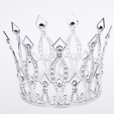 Rhinestone Crown Cake Topper Birthday Party Wedding Supply For Women Silver