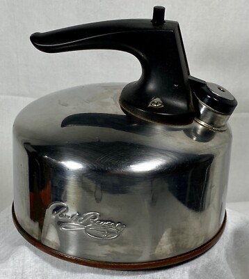 Vtg Paul Revere 1801 Ware Whistling Tea Kettle 1Qt Copper Bottom 97-C Korea