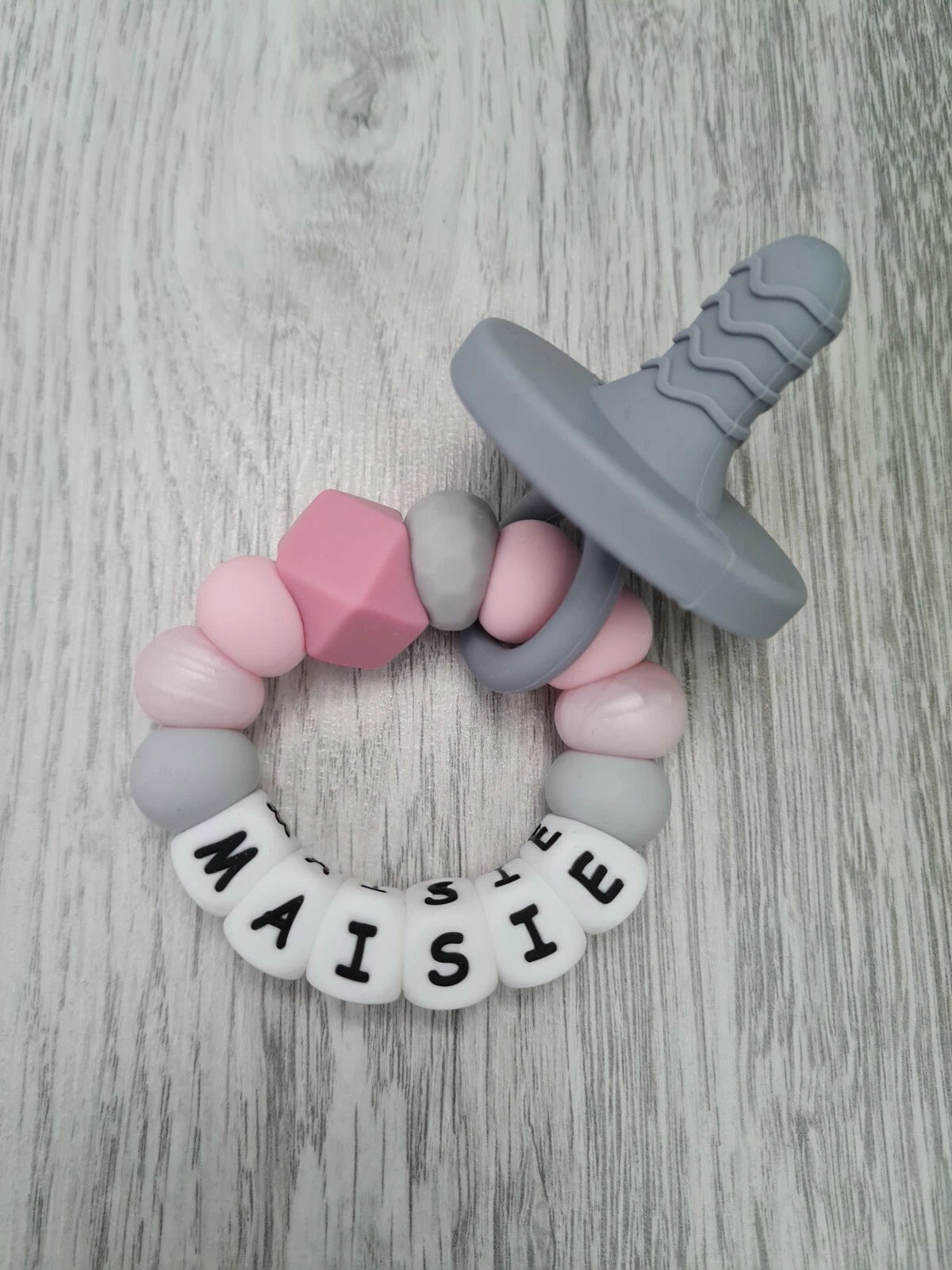 Silicone Personalised Dummy Teether Ring Bracelet Chewing Baby Girl Teething
Opens in a new window o