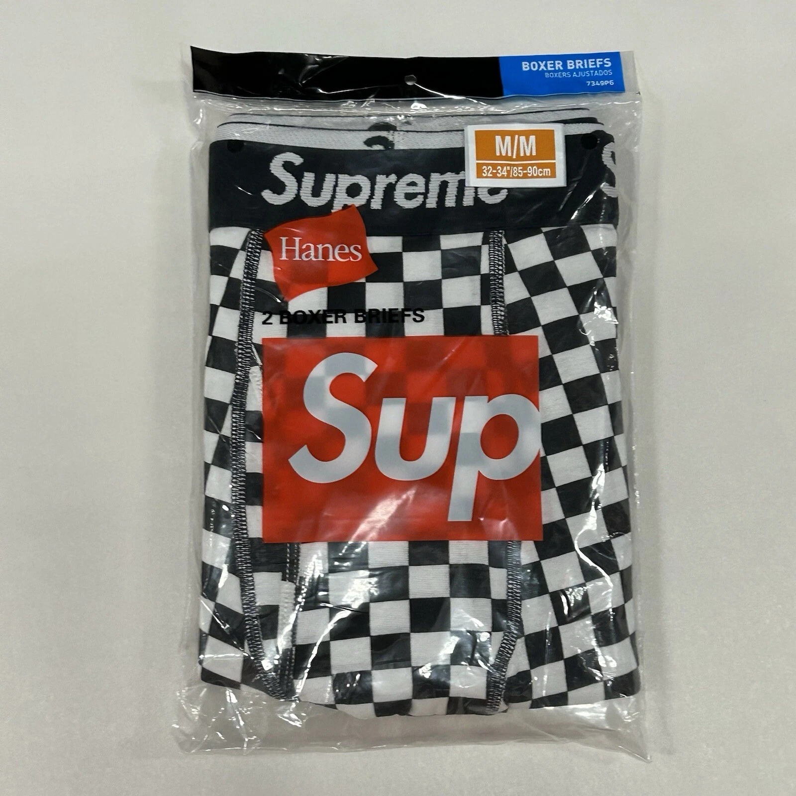 Lot de 2 boxers Supreme à carreaux Hanes sous vêtement créateur neuf authentique
