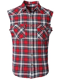 camisa de cuadros sin manga hombre