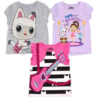 Dreamworks Gabby's Dollhouse T Shirt Pandy Paws Girls Kids Girls 3 Pack Size 7-8