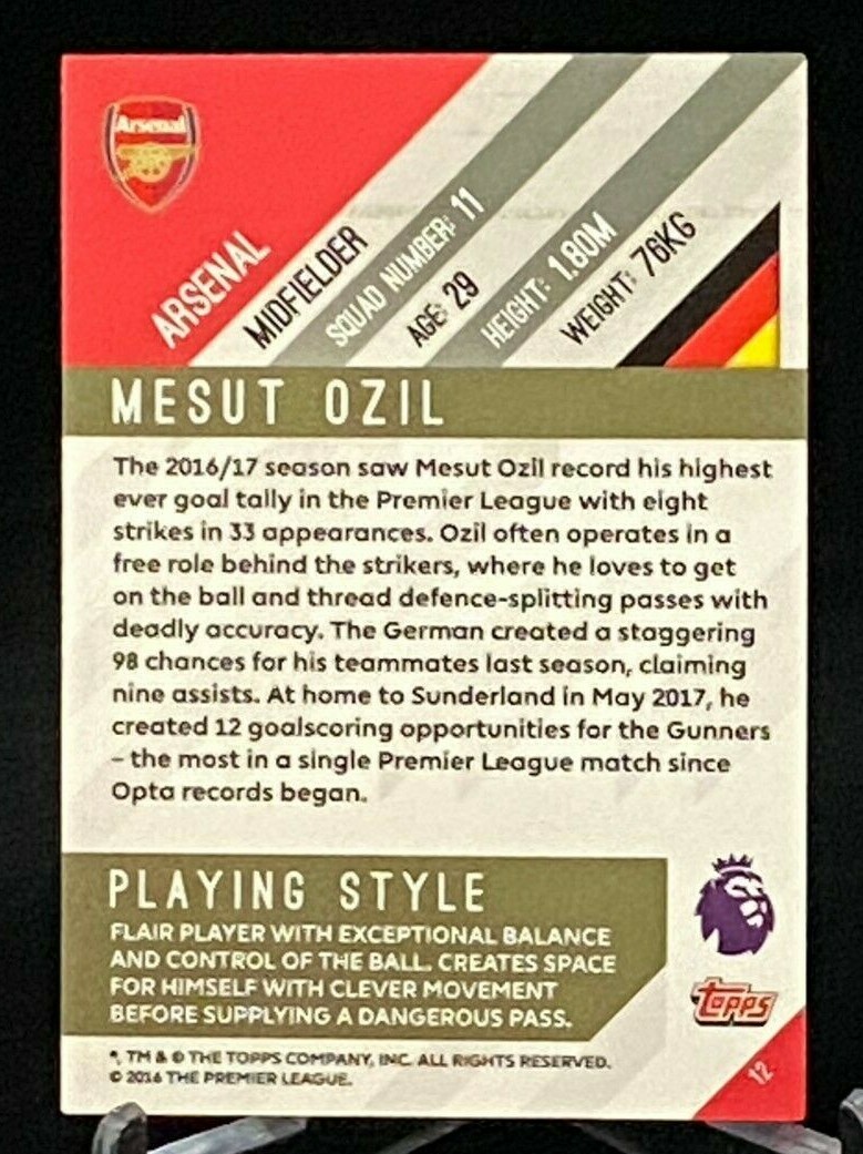 2017-18 Topps Premier League Gold Green #12 Mesut Ozil Arsenal