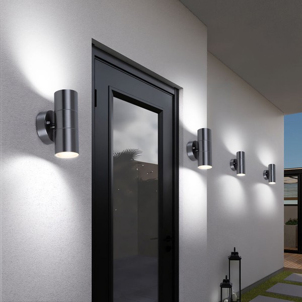 4Er Set Led AußEn Leuchten Veranda Wand Strahler Up Down Edelstahl Garten Lampen-image