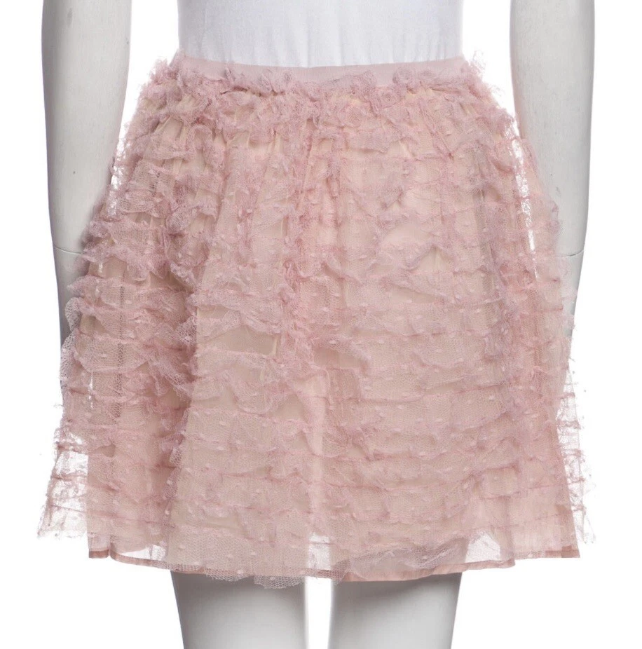 Red Valentino Pink Ruffled Lace Skirt IT 40 Size S eBay