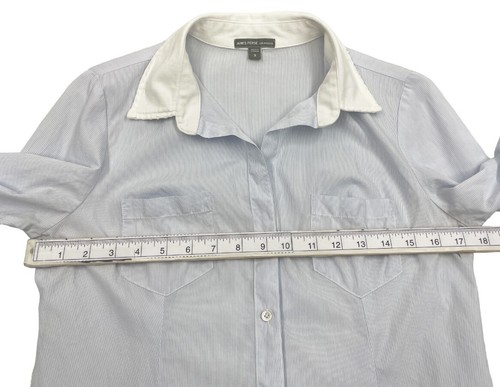 James Perse Blue White Stripe Cotton Button Long Sleeve Shirt Top Women's 3 - Picture 6 of 13