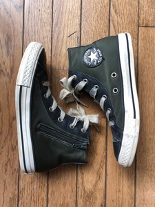 girls black leather converse