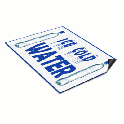 Car Magnet Set of 2 Ice Cold Water Restaurant Food Bar Industrial Sign