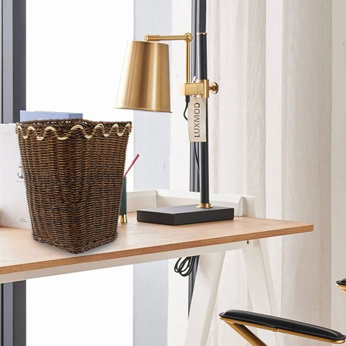 Desktop Garbage Trash Office Woven Waste Basket Bathroom Baskets Can