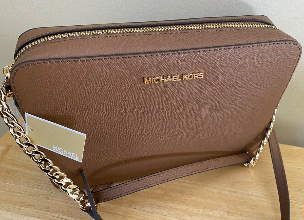 New Michael Kors Jet Item Large EW Crossbody Luggage Brown
