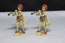 Vintage Christmas Village Plastic Nativity Figure Italy 2 Musician Boys Horn