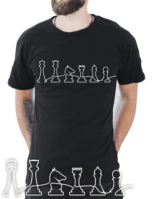 Schach Figuren T-Shirt Schachspiel Chess Geschenk Pferd Bauer Dame Turm König