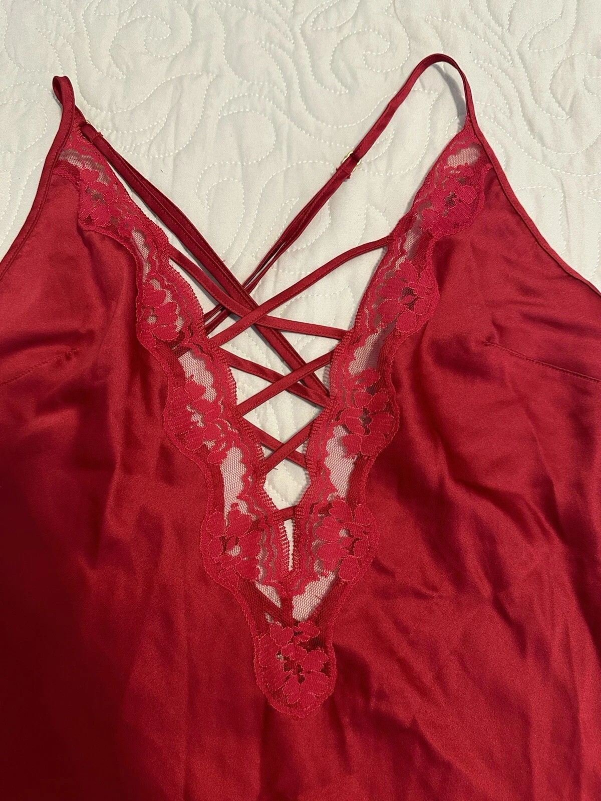 UNDERCOVER Abito Victoria Secret rosso pizzo incrociato davanti slip taglia large