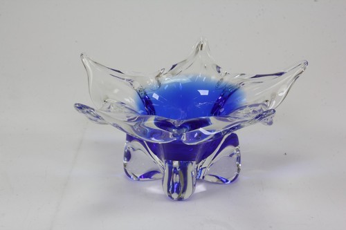 Murano Sommerso Schale blau Tafelaufsatz 22cm Inferno Zacken unbeschädigt - Picture 1 of 4