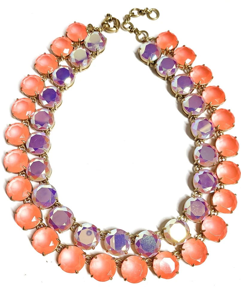 Colar declaração cristal em camadas J.Crew hibisco neon boi de ouro multi luz