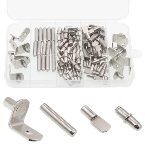 94-Piece Shelf Support Pegs Kit - 5mm Nickel Plated Cabinet Pegs in 4 Styles