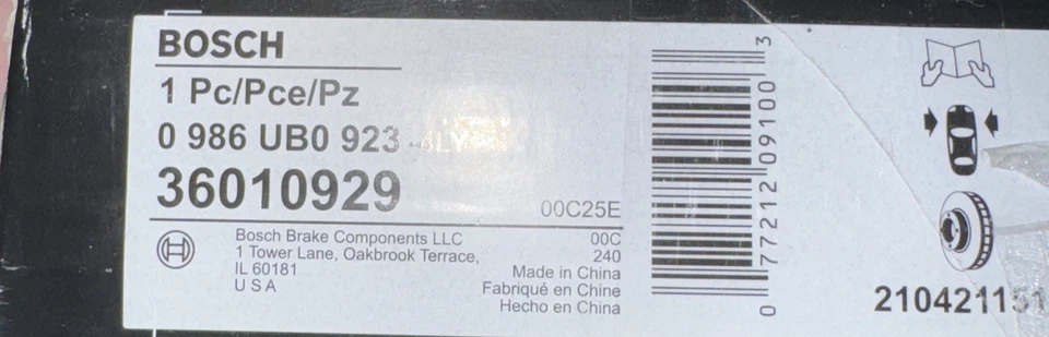 BOSCH 36010929 QuietCast Premium Disc Brake Rotor - Compatible with Select Merce - Image 3 of 3