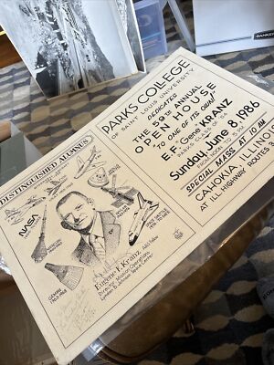 Eugene ''Gene'' Kranz signed Poster Saint Louis University Apollo 13 Gemini NASA