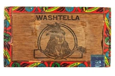 Rare 1920s “Washtella" cedar 50 cigar box is in very good condition