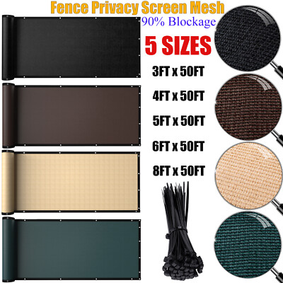 #ad Fence Privacy Screen Mesh Cover Garden Yard 4#x27; 5#x27; 6#x27; 8#x27; Black Green Beige Brown $54.27
