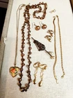 Vintage And Modern Crystal Beads Pearl Metal Costume Jewelry Lot Of 9 Pieces