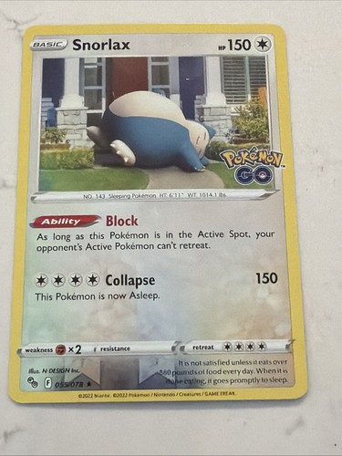 Pokemon Snorlax 055/078 GO Reverse Holo NM