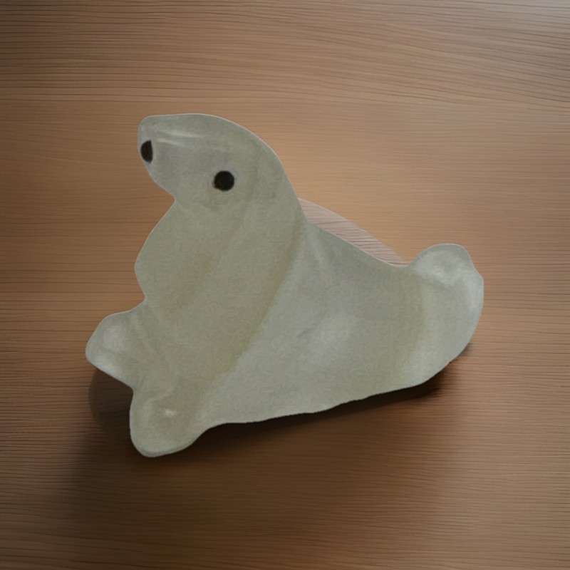 Miniature Marble hand carved seal figurine 1.5” Long.
