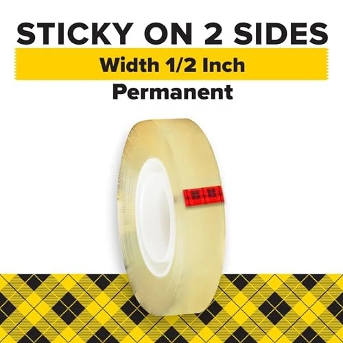 Cinta Scotch Doble Cara, 1/2 pulgada x 900 pulgada, Permanente, 1/Paquete (665) Foto 2 de 4