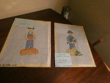 Fall Harvest Hand Painted Needlepoint Canvas Lot New Mexico Sandia Mountains