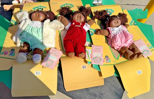 Vintage Cabbage Patch Kids Lot 3 Dolls Black Coleco w Papers 1980s