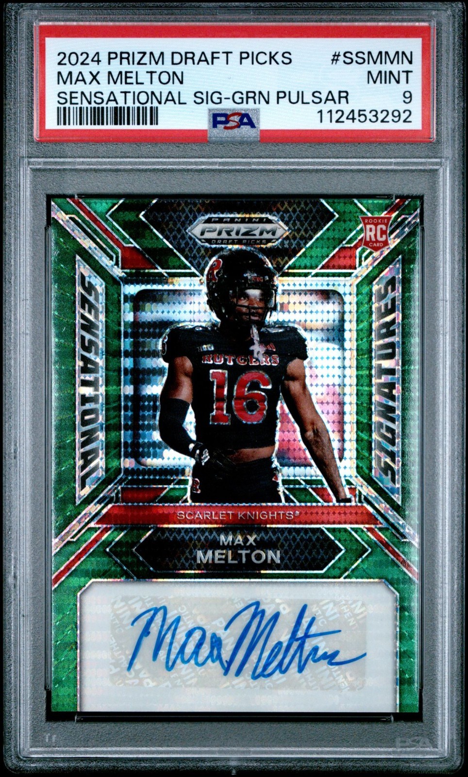 Max Melton Panini Prizm Draft Picks Sensational Signatures #SSMMN Green Pulsar
