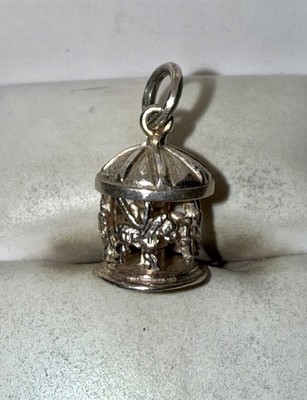 ESTATE Solid Sterling Silver Carousel Charm Pendant