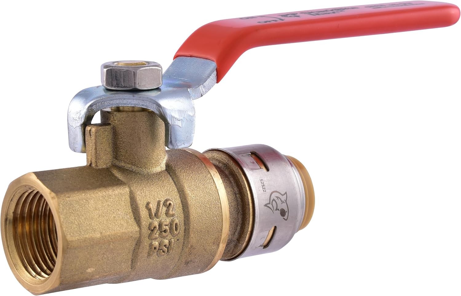 Brass Push to Connect Plumbing Fitting, 1/2 Inch Ball Valve with FNPT Connector