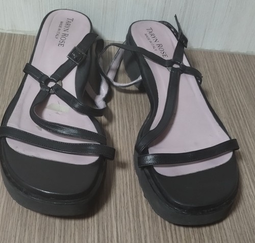 Taryn Rose Taylor schwarze Leder-Sandalen mit klobiger Sohle Größe 42 EU 11,5 US - Bild 1 von 7
