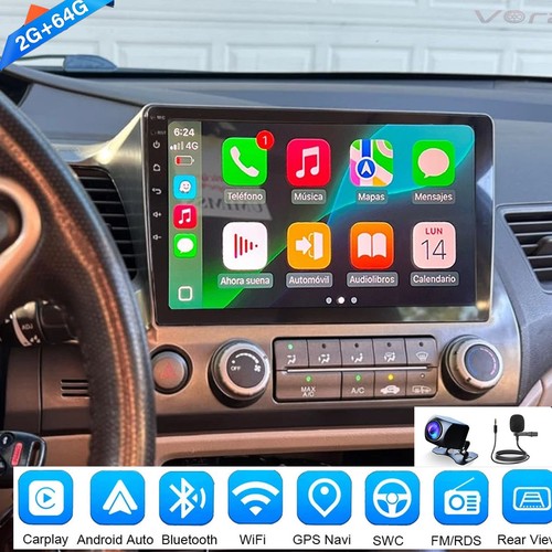 For Honda Civic 2006-2011 Android 13 Apple CarPlay Car Stereo Radio GPS AHD Cam