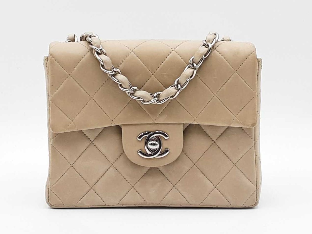 Chanel Mini Classic Flap Bag In Taupe Diamond-quilted Lambskin