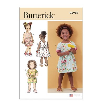 B6987A Toddlers' Dresses and Rompers Sewing Pattern Packet, Design Code B6987...