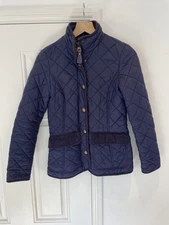 JOULES Navy Quilted Lightweight Padded Full Zip Fitted Jacket / Coat UK Size 8