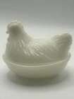 Hazel Atlas Vintage White Milk Glass Hen on a Nest - 4.25” HON!