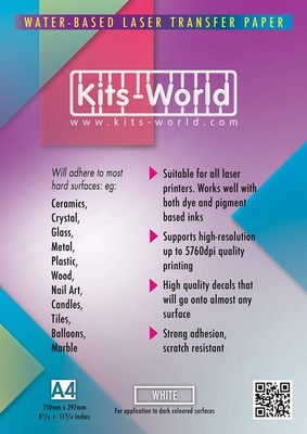 Kits-World DLW003 LASER weißes Aufkleberpapier x 3 Blatt