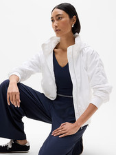 Athleta S SMALL Jetset Bomber Jacket White Wi...