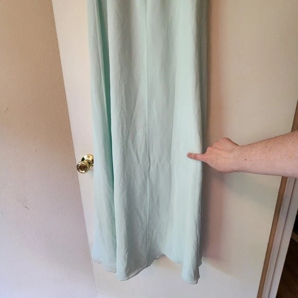 Vestido de noche Ted Baker London de seda verde menta largo completo con lazo Foto 3 de 4