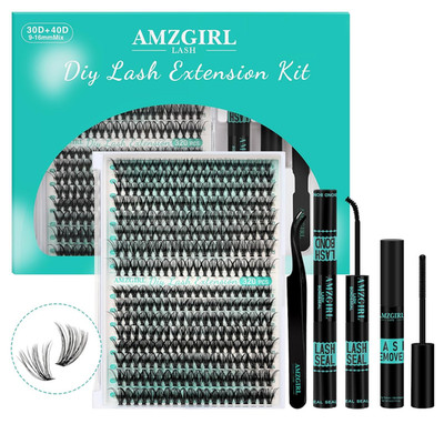 Clusters Kit 320Pcs, DIY Individual Extensions with Lash Bond and Seal, Remover 