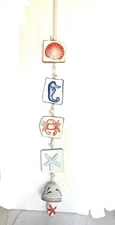 Square Shells Ceramic Wind Chime By Blue Sky Clayworks 26x3” Starfish Seahorse