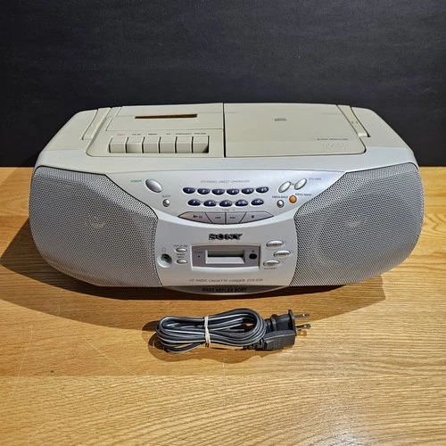 Sony CFD-S36 CD/FM Radio/Cassette Player Boombox w/ Cable - TESTED