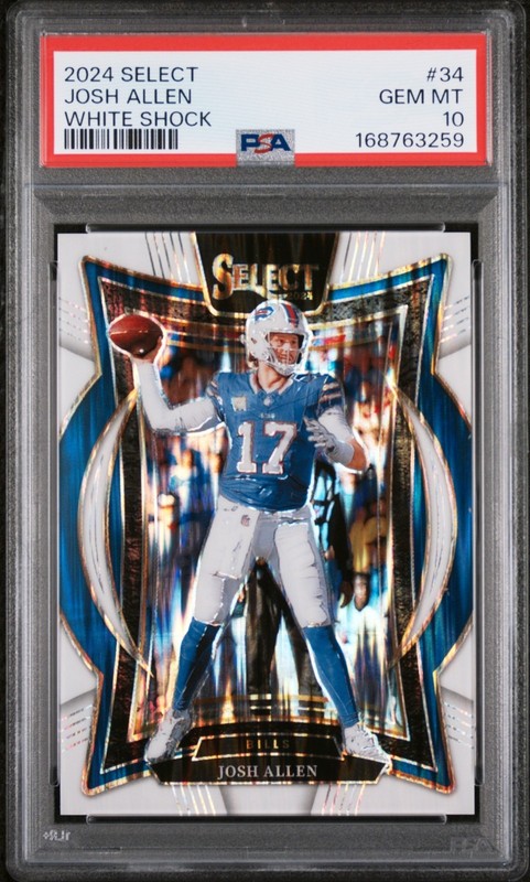 2024 Panini Select Josh Allen #34 Concourse White Prizm Shock /199 PSA 10