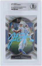 Justin Herbert Chargers Signed 2020 Panini Select Blue Ink #44 BAS Rookie Card