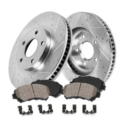 Front Brake Kit For Buick Chevy Olds Pontiac Drilled and Slotted Brake Rotors