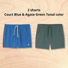NWT Vuori Men's Kore Short Unlined 5" - Court Blue Agate Green Tonal color New